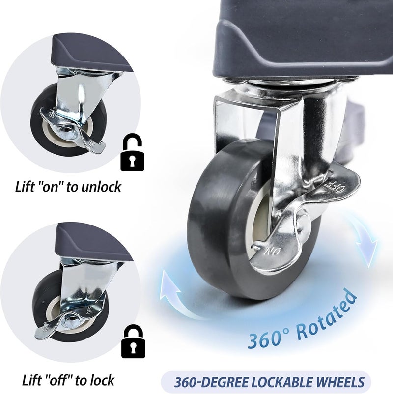 MSJGA Heavy Duty All Stainless Steel Mobile Mini Fridge Stand with 4 Lockable Wheels 16“-24.5” Adjustable Furniture Mover Mobile Roller Base for Washing Machine, Dryer, Refrigerator, Laundry Pedestal - Image 5